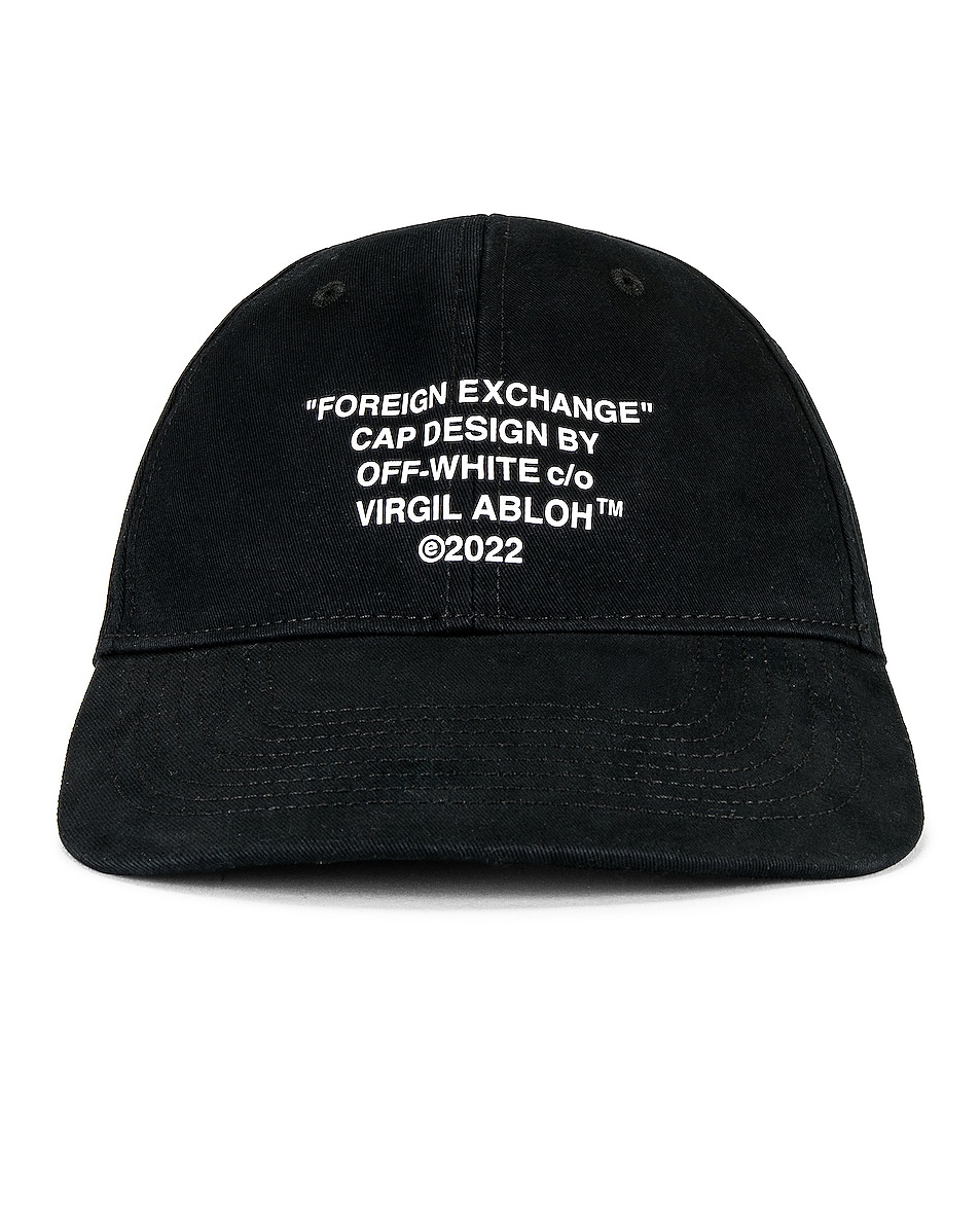 Image 1 of OFF-WHITE Foreign Exchange Baseball Cap in Black & White
