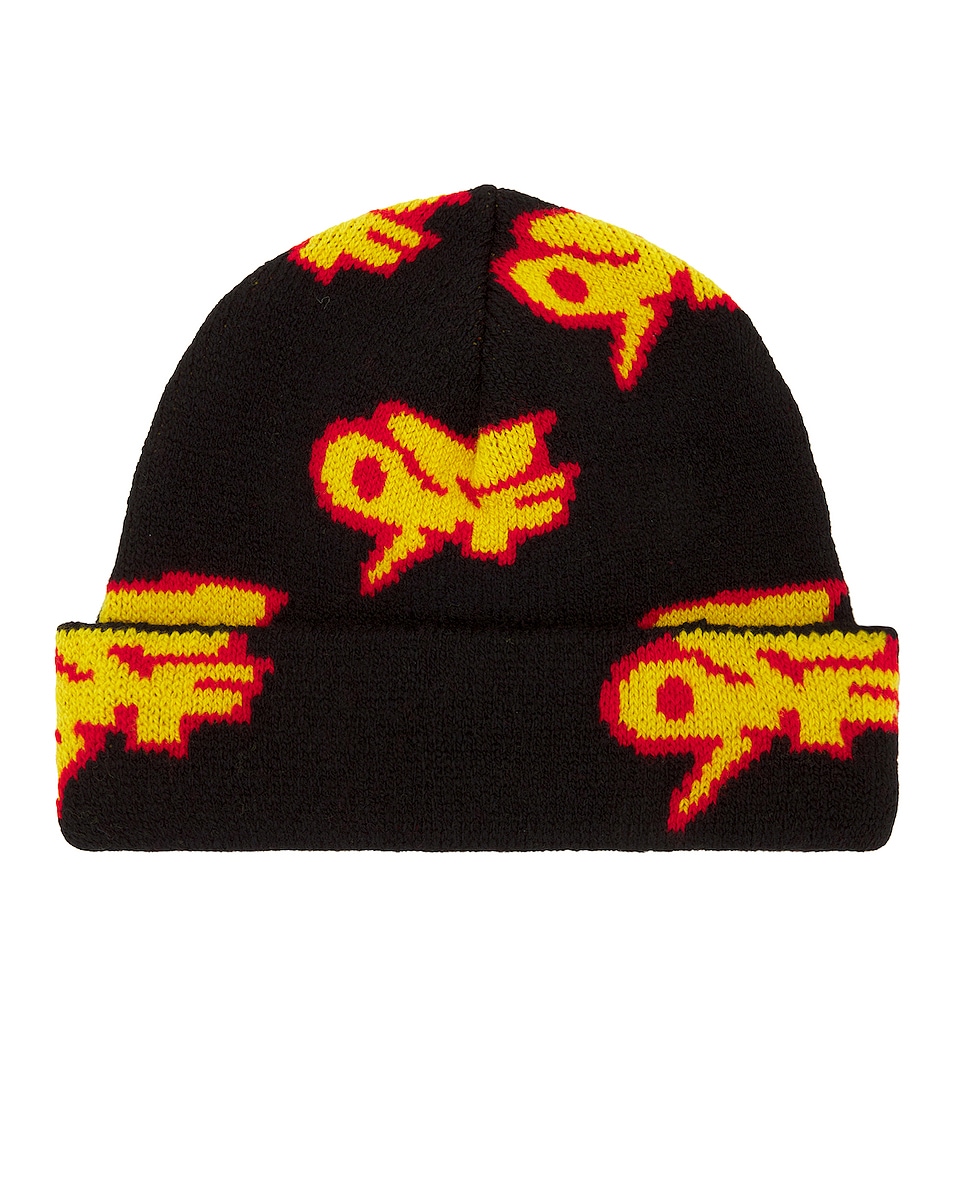 Image 1 of OFF-WHITE Thunder Beanie in Black & Yellow