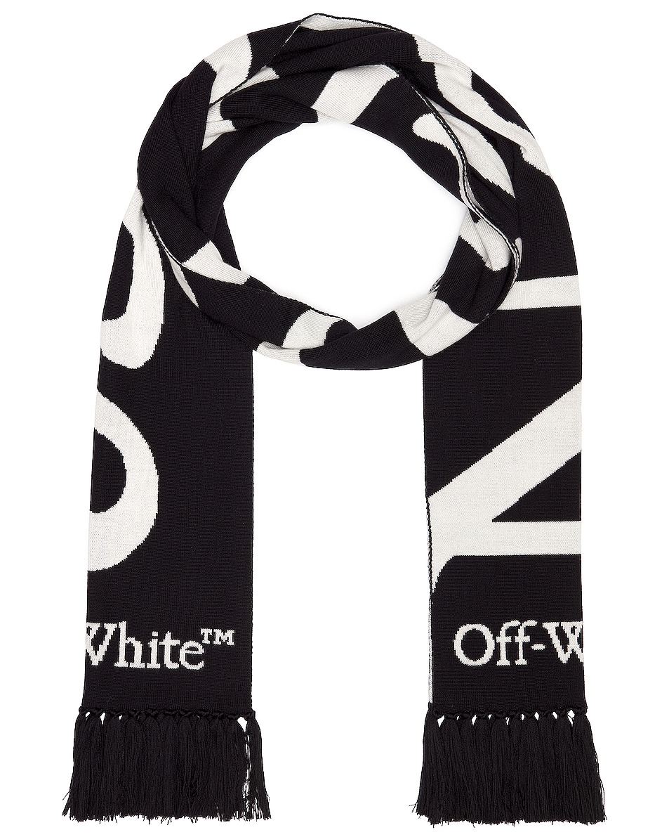 Image 1 of OFF-WHITE No Offence Reversible Knit Scarf in Black