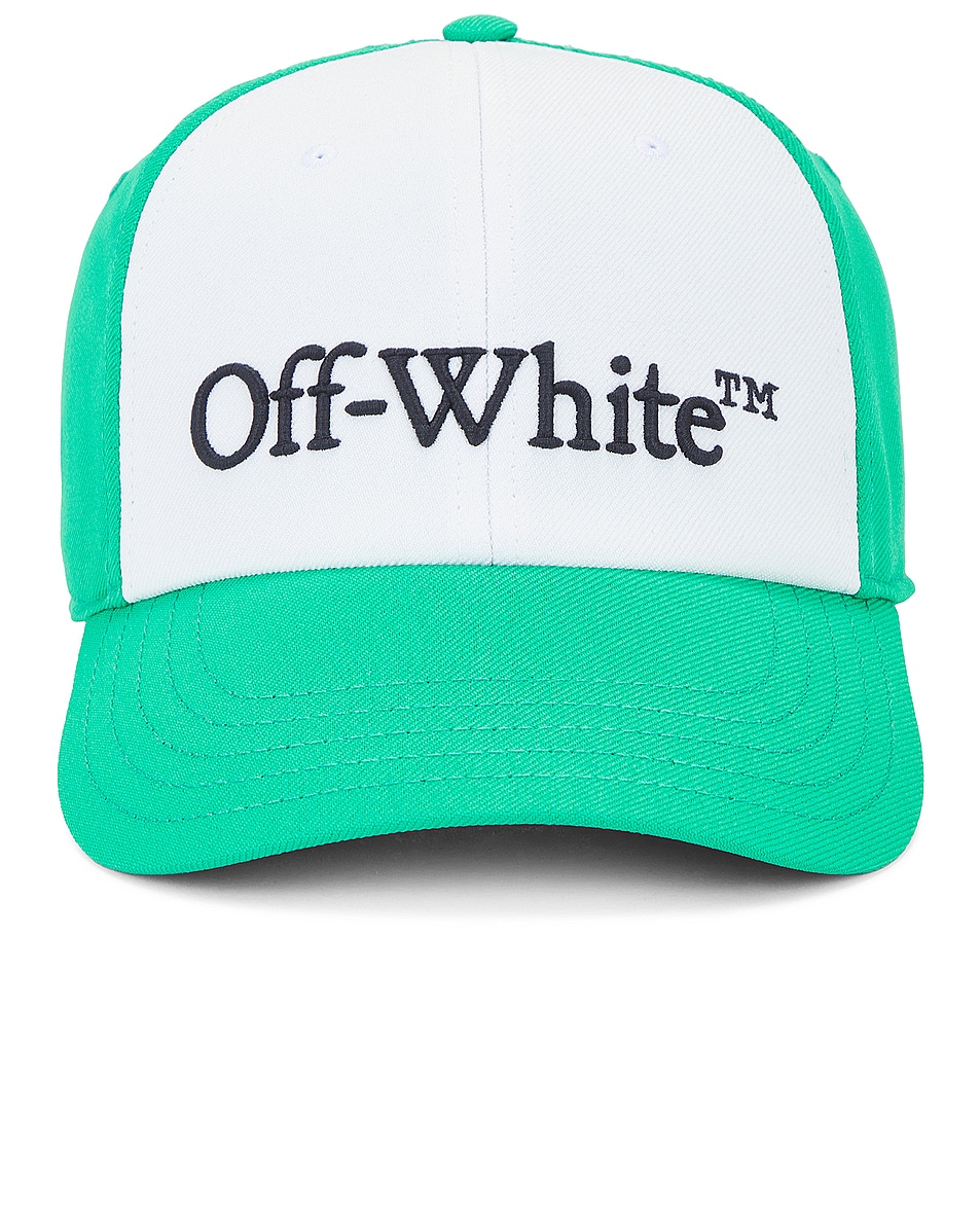 Image 1 of OFF-WHITE Drill Logo Baseball Cap in White & Kelly Green