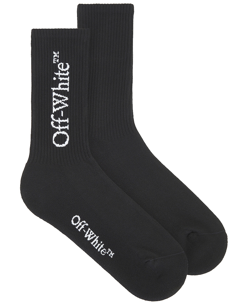 Image 1 of OFF-WHITE Mid Bookish Calf Socks in Black & White