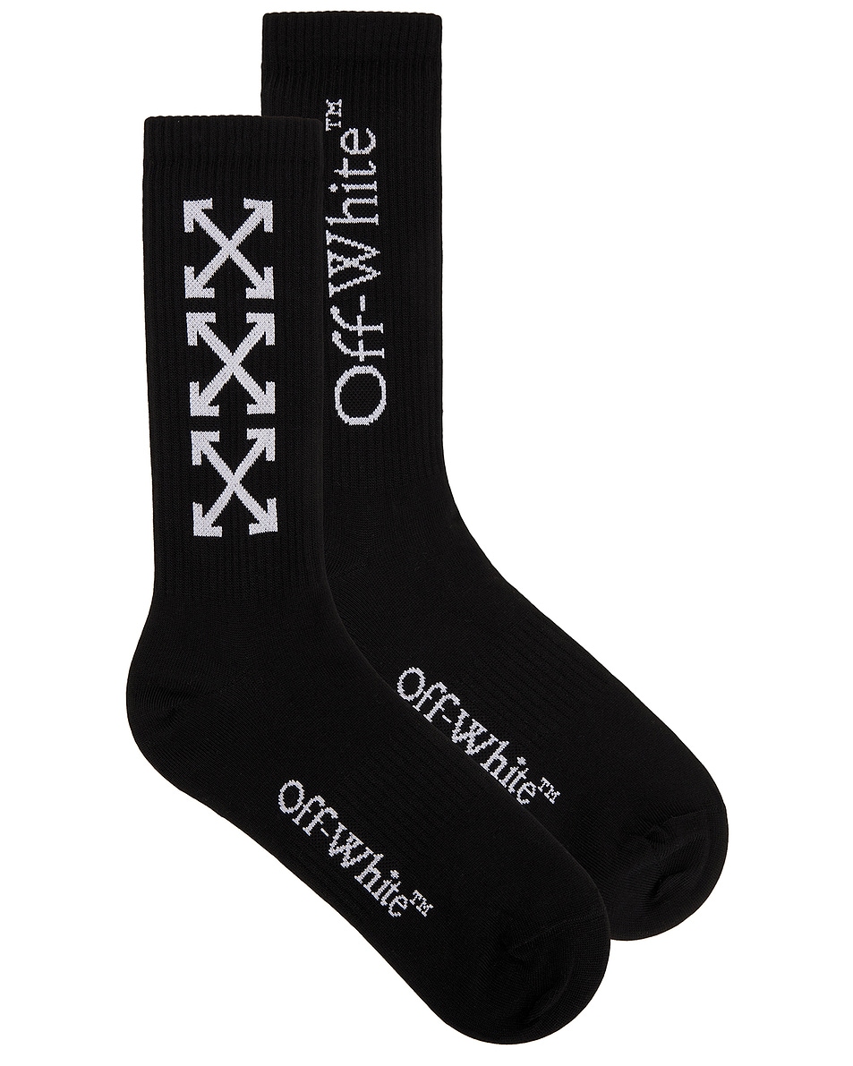 Image 1 of OFF-WHITE Triple Arrow Long Socks in Black & White