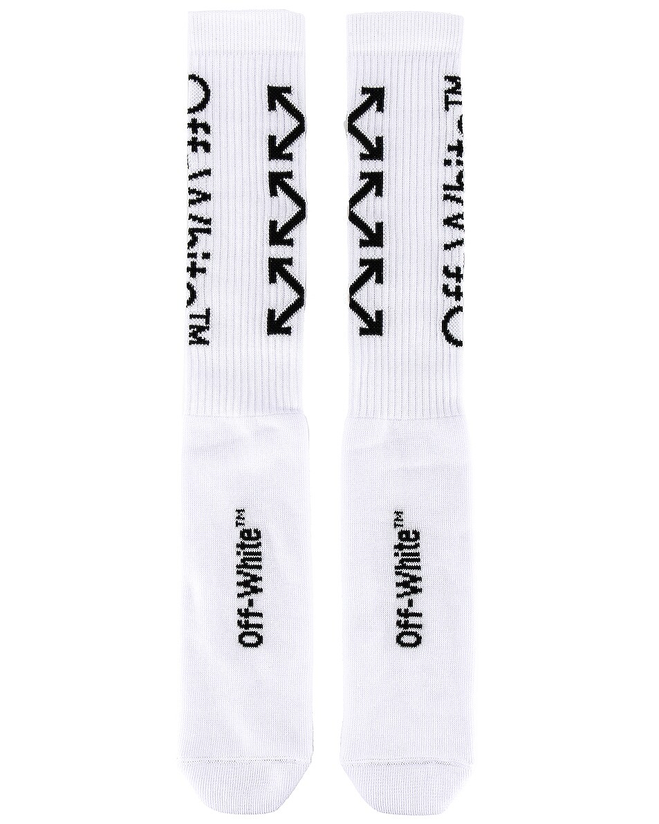 Image 1 of OFF-WHITE Arrows Mid Length Socks in White & Black