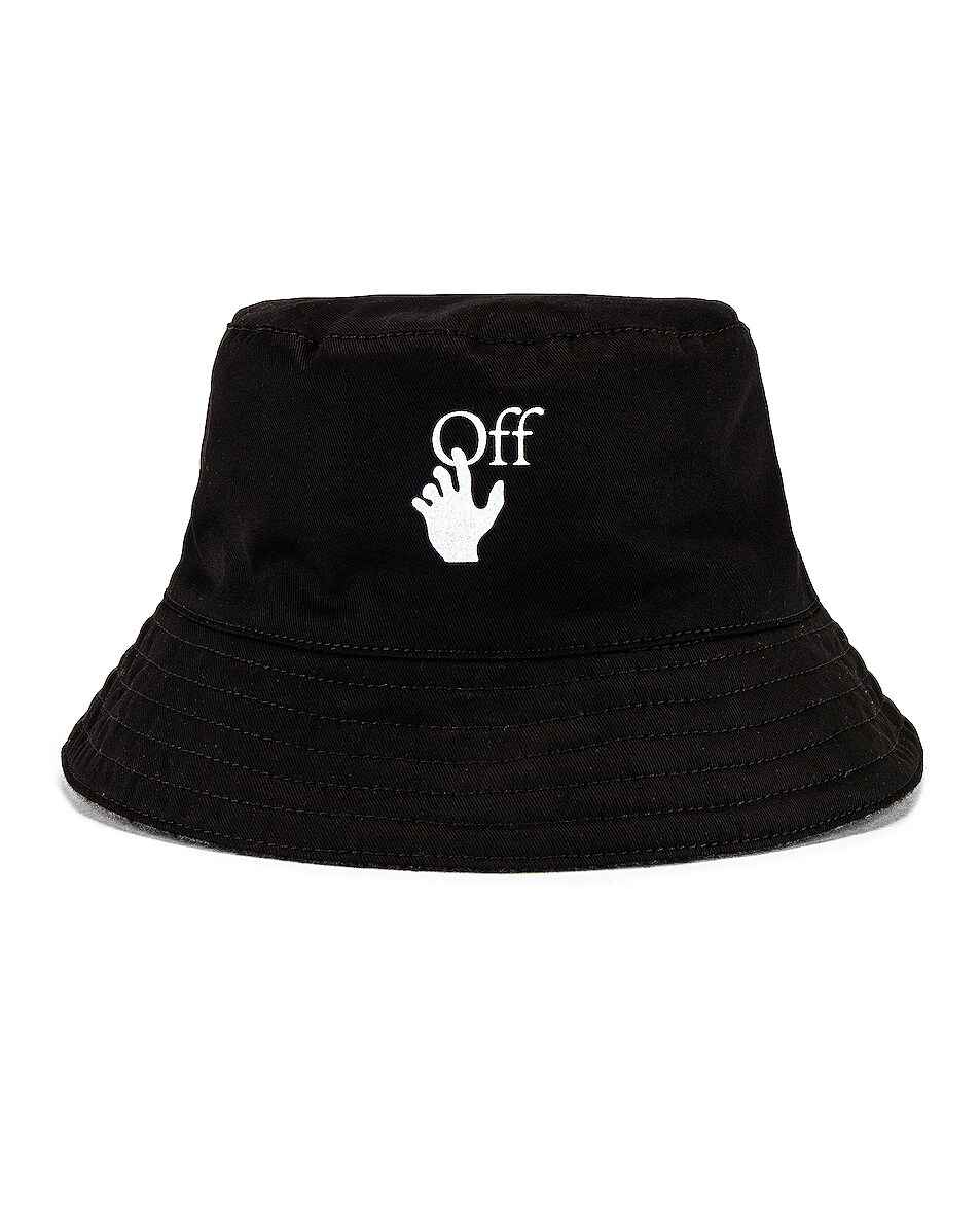 Image 1 of OFF-WHITE Bucket Hat in Black & Dark Grey