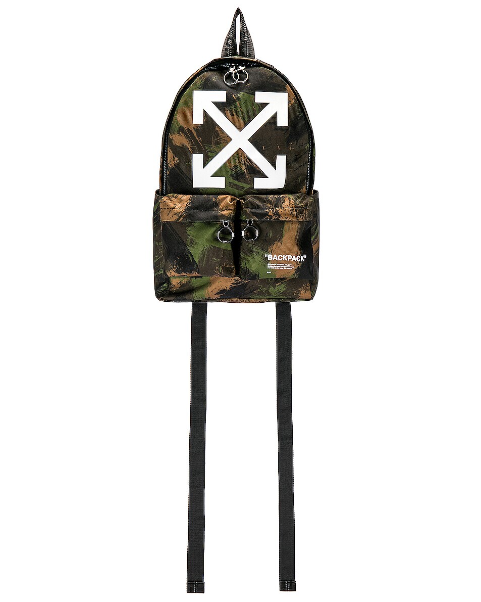 Image 1 of OFF-WHITE Quote Backpack in Camo & White