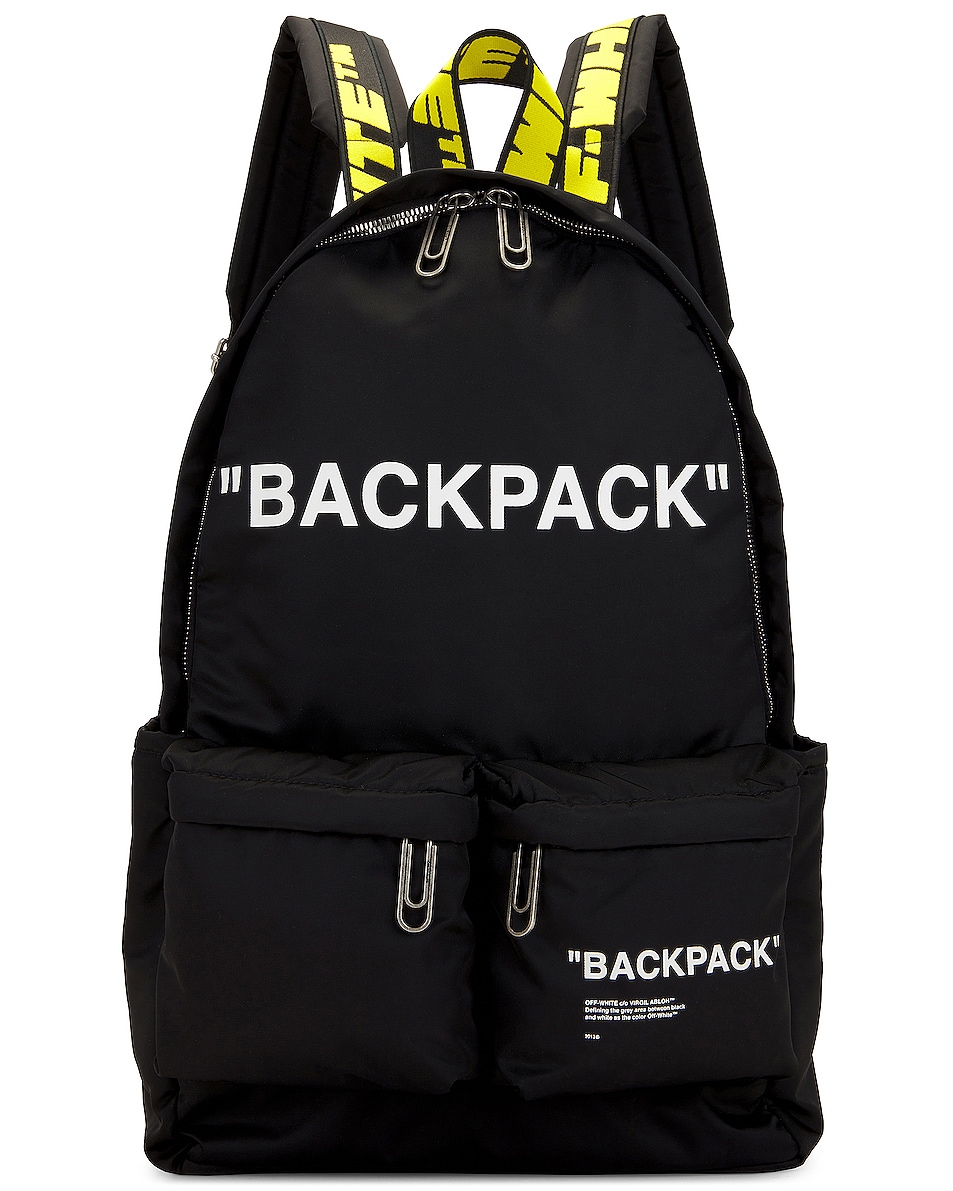 Image 1 of OFF-WHITE Quote Backpack in Black & White
