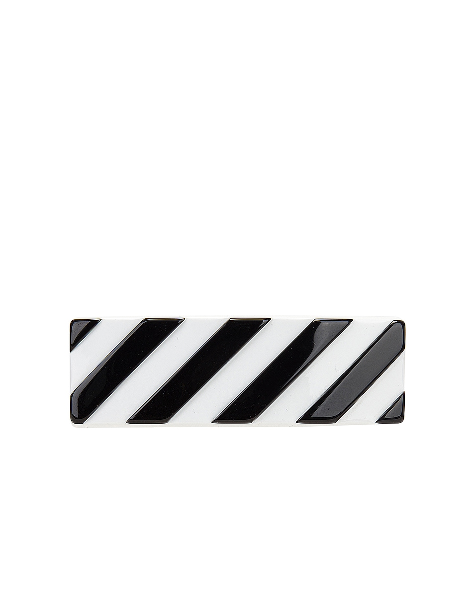 Image 1 of OFF-WHITE Diag Hair Clip in White & Black