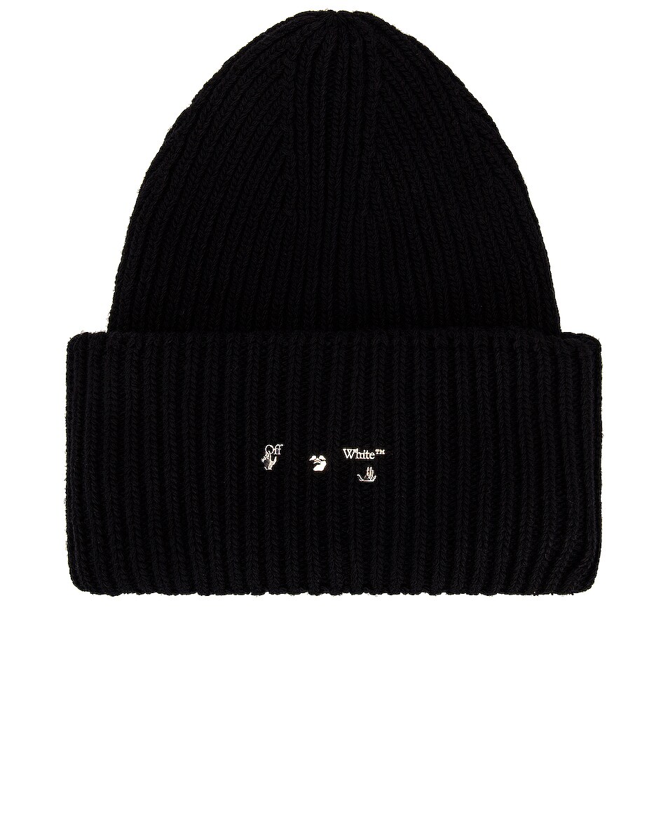 Image 1 of OFF-WHITE Ribbed Beanie in Black