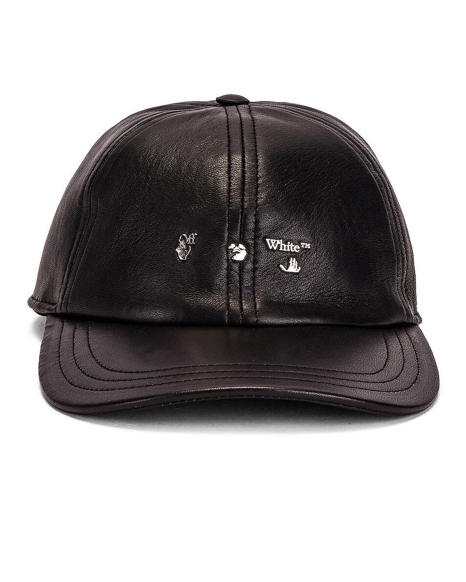 Image 1 of OFF-WHITE Leather Baseball Cap in Black