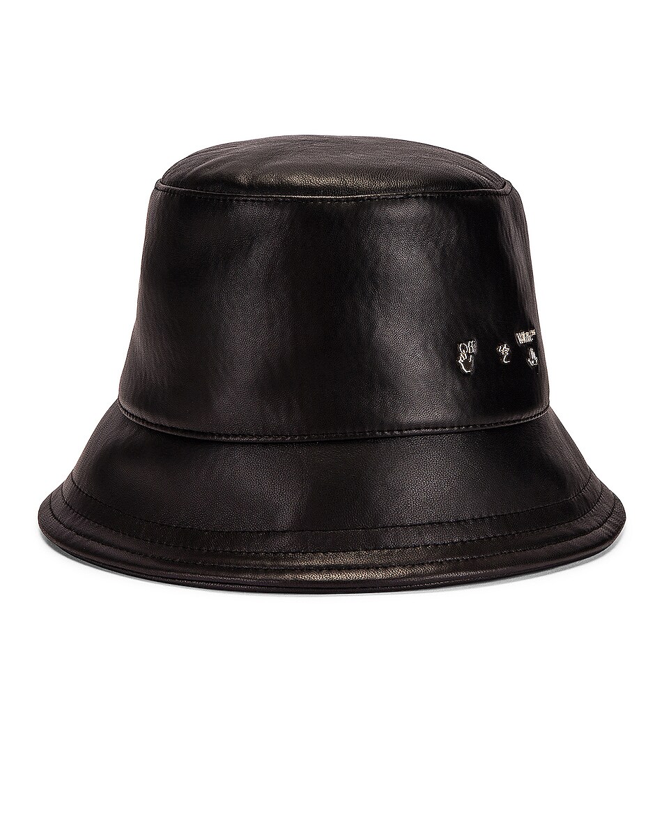 Image 1 of OFF-WHITE Leather Bucket Hat in Black