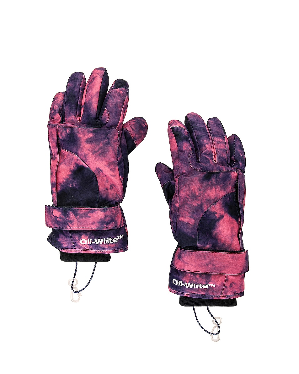Image 1 of OFF-WHITE Tie Dye Ski Gloves in Pink & Blue