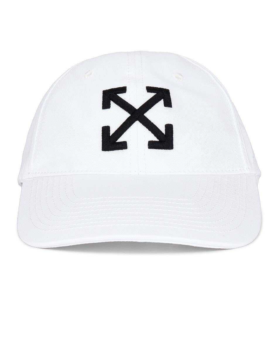 Image 1 of OFF-WHITE Arrow Baseball Hat in White & Black