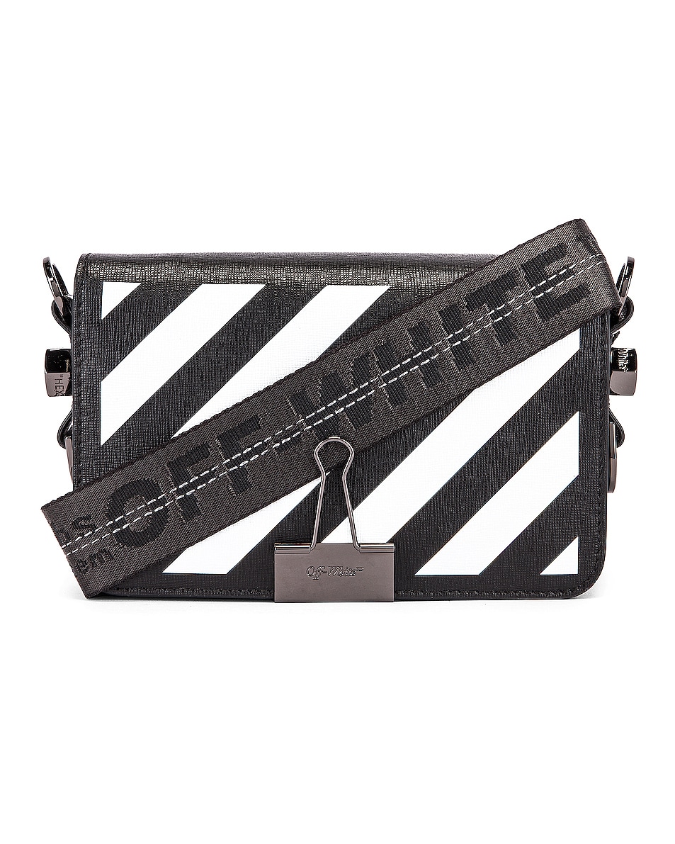 Image 1 of OFF-WHITE Diagonal Mini Flap Bag in Black & White