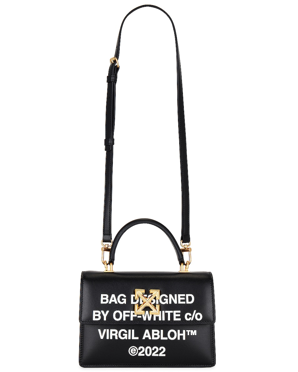 Image 1 of OFF-WHITE Jitney 1.4 Top Handle Met Quote Bag in Black & White