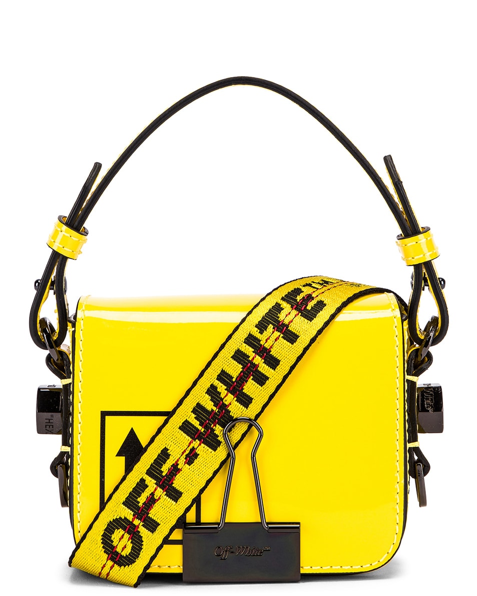 Image 1 of OFF-WHITE Patent Baby Flap Bag in Yellow & Black
