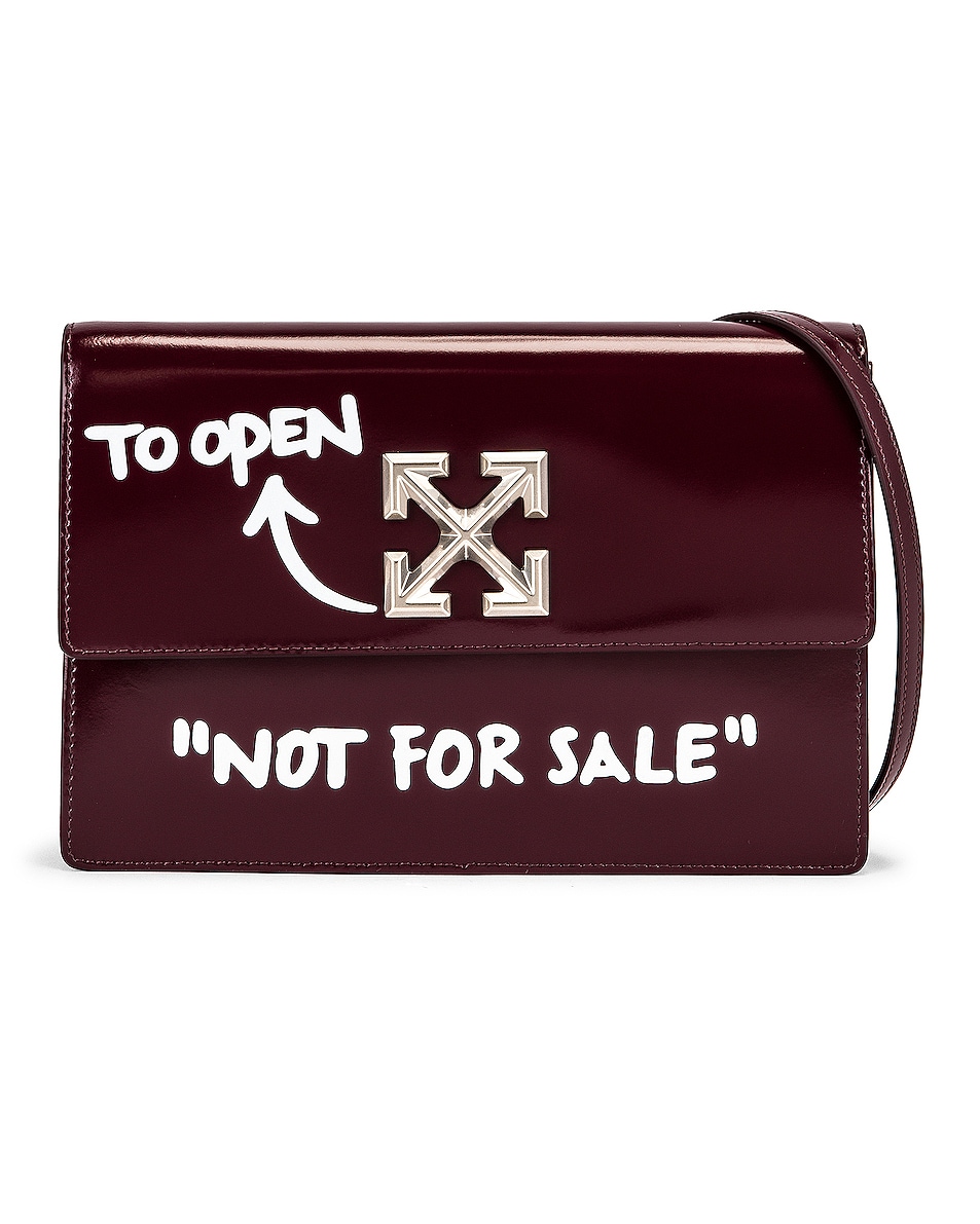 Image 1 of OFF-WHITE Turn to Open Jitney 1.0 Bag in Burgundy & White