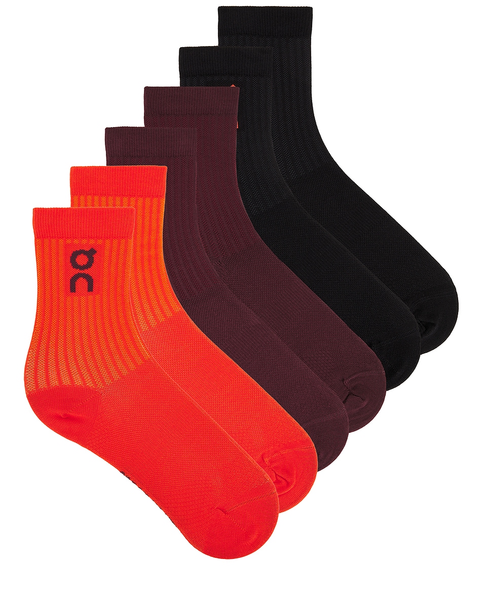 Image 1 of On Logo Sock 3-Pack in Spice & Mulberry