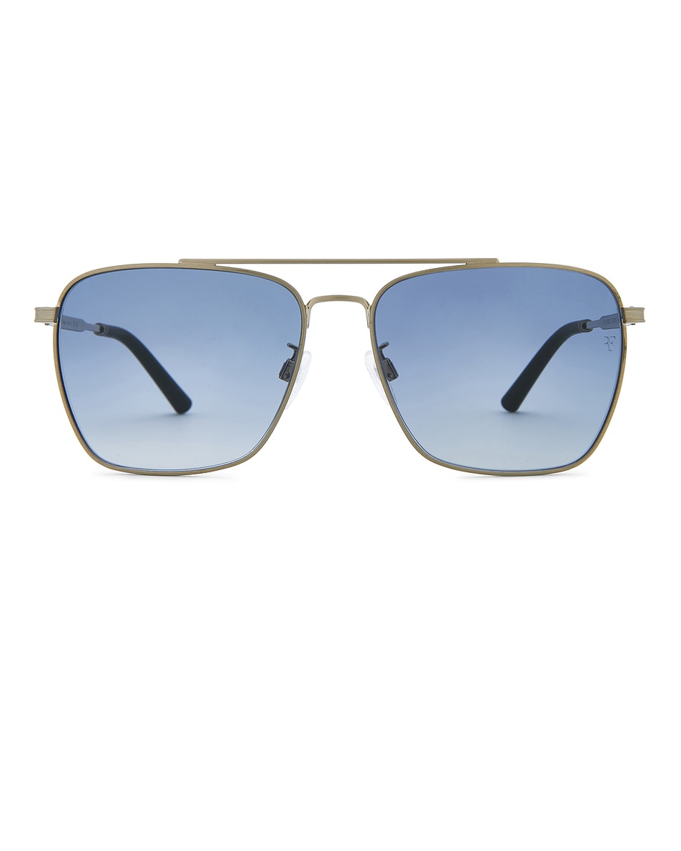 Image 1 of Oliver Peoples R-15 Sunglasses in Brushed Silver & Sky Gradient