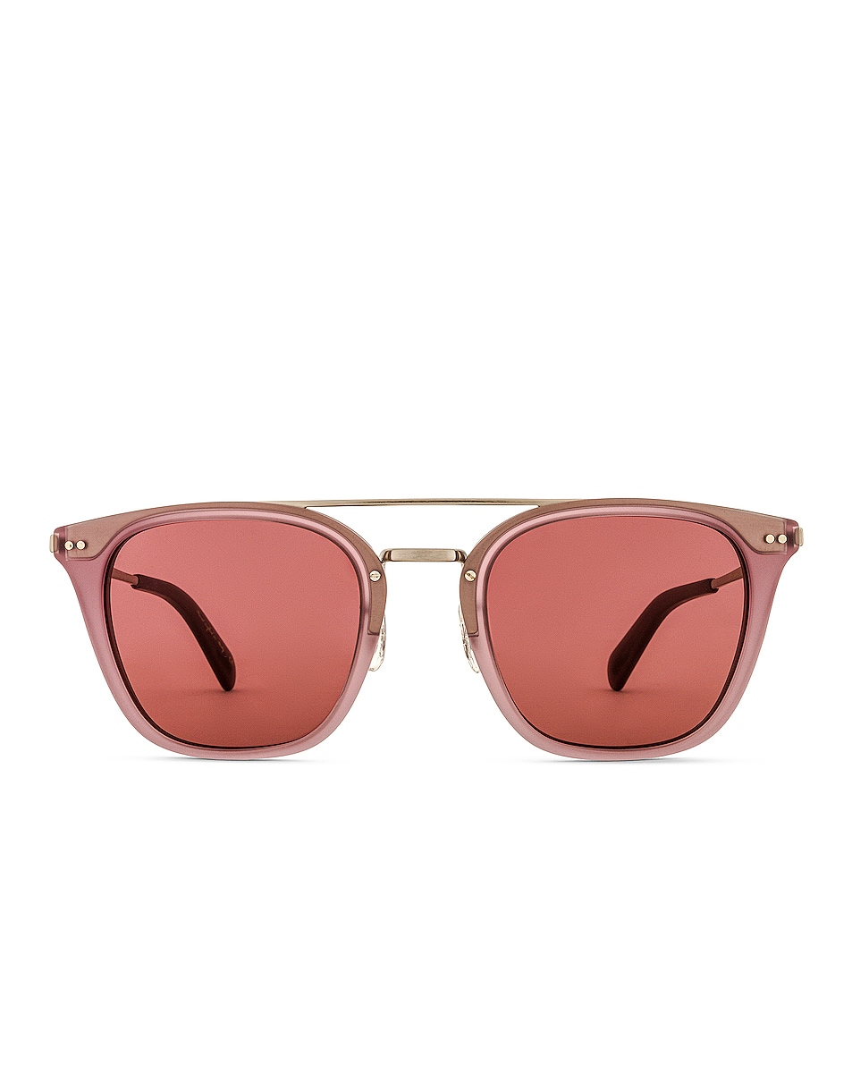 Image 1 of Oliver Peoples x Frere LA Square Sunglasses in Mauve & Brushed Chrome