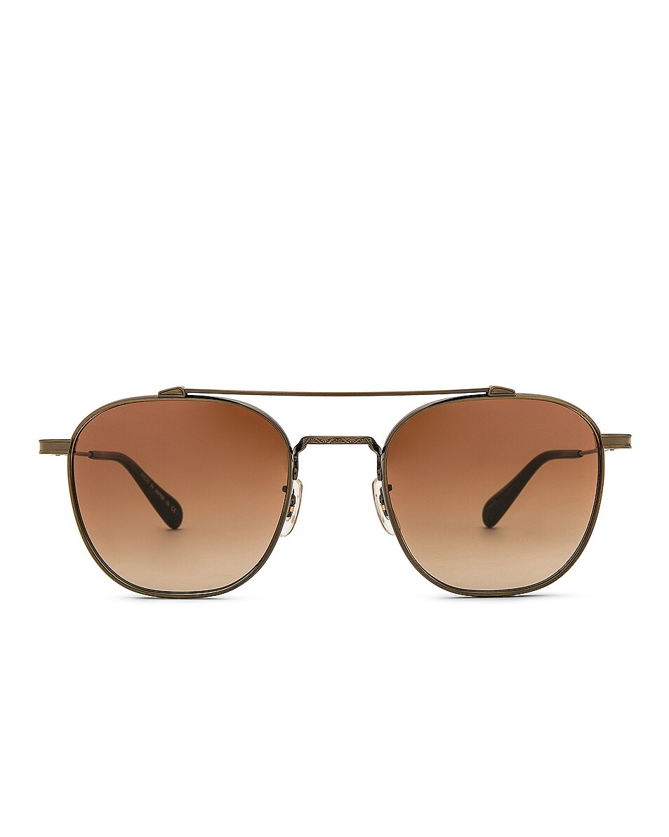Image 1 of Oliver Peoples Mandeville Sunglasses in Antique Gold & Dark Brown Gradient