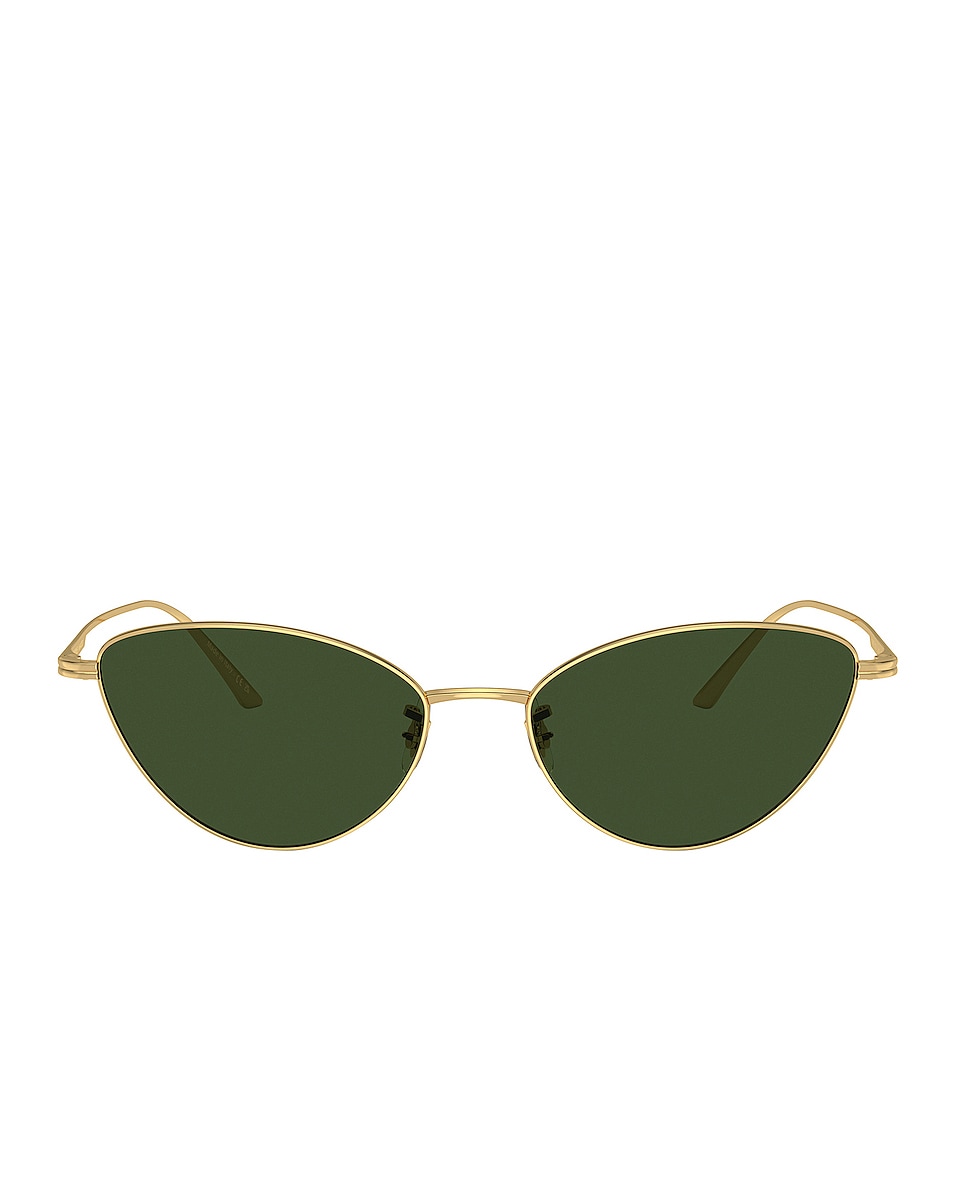 Image 1 of Oliver Peoples X Khaite Cat Eye Sunglasses in Gold & Vibrant Green