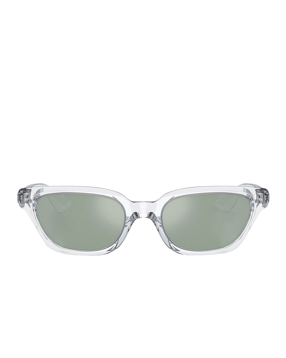 Image 1 of Oliver Peoples X Khaite Rectangle Sunglasses in Crystal & Silver Mirror
