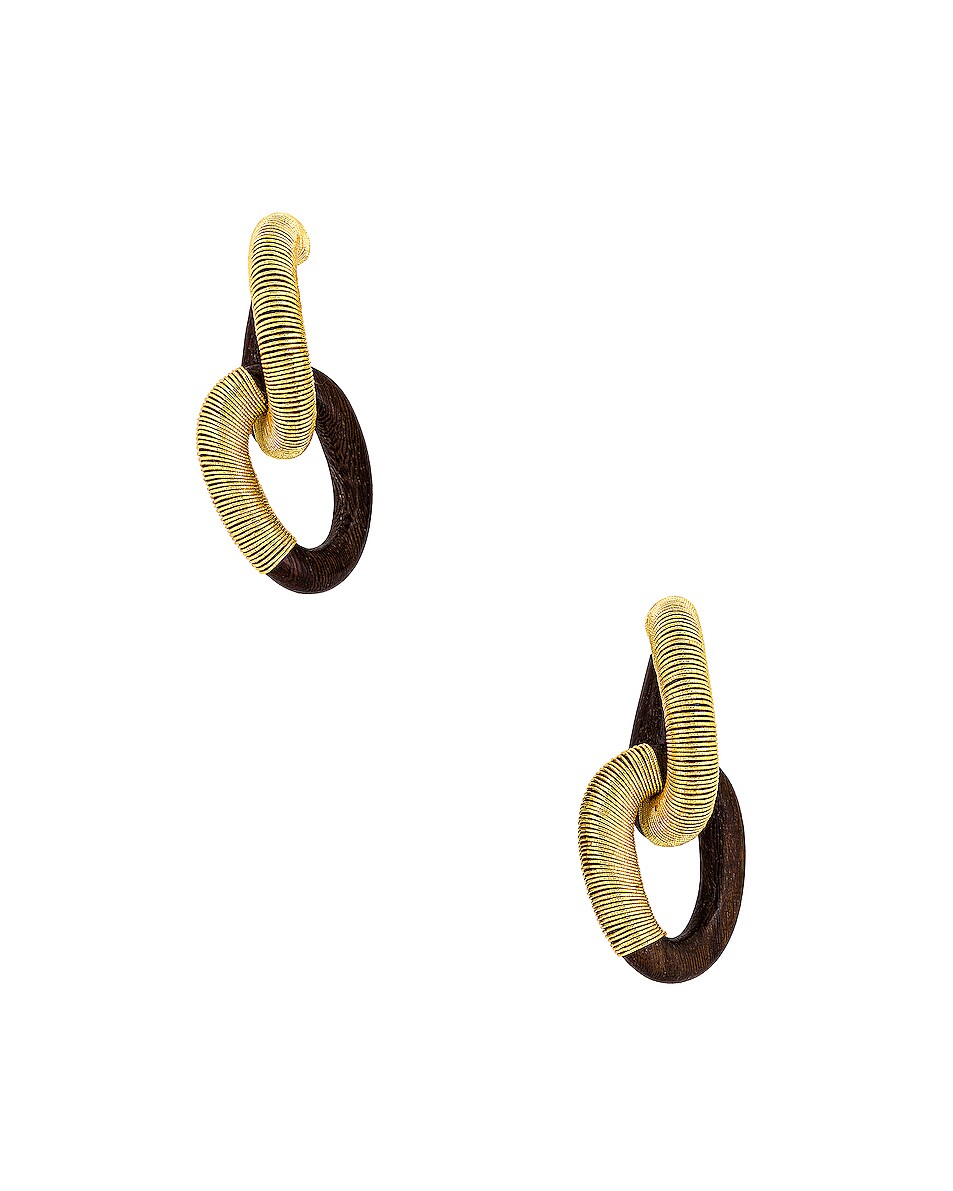 Image 1 of Oscar de la Renta Link Earrings in Dark Brown