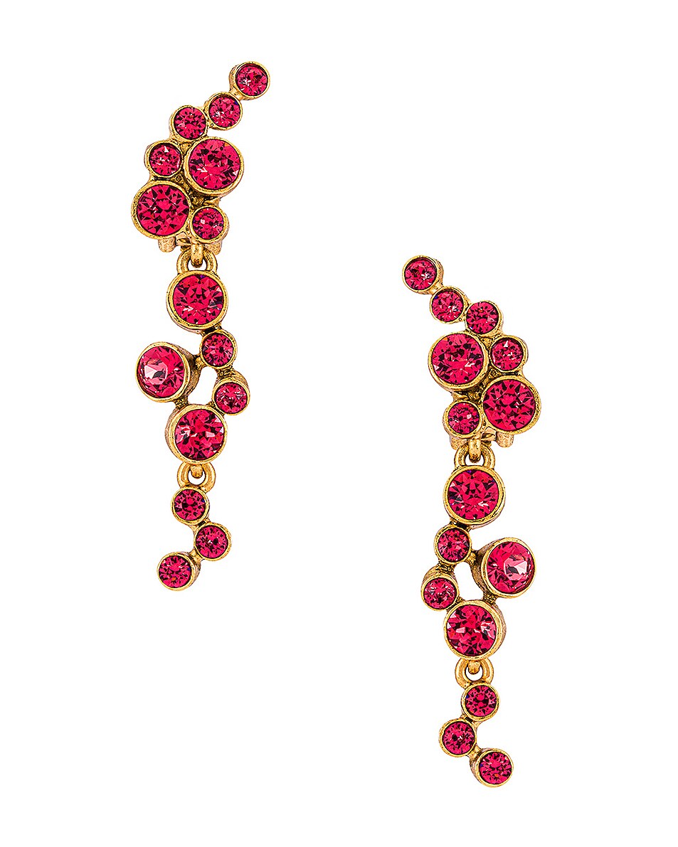 Image 1 of Oscar de la Renta Round Crystal Earrings in Pink