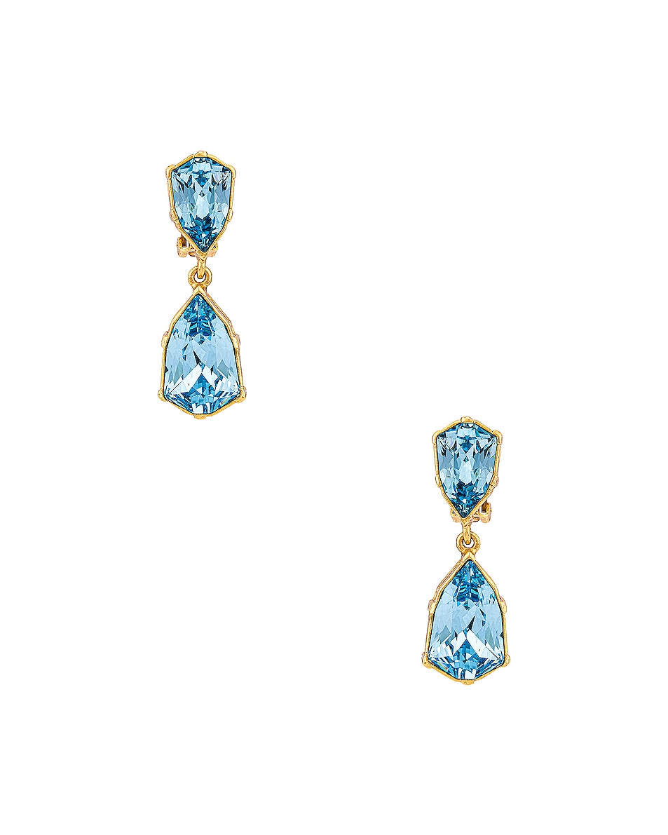 Image 1 of Oscar de la Renta Crystal Drop Earrings in Aquamarine