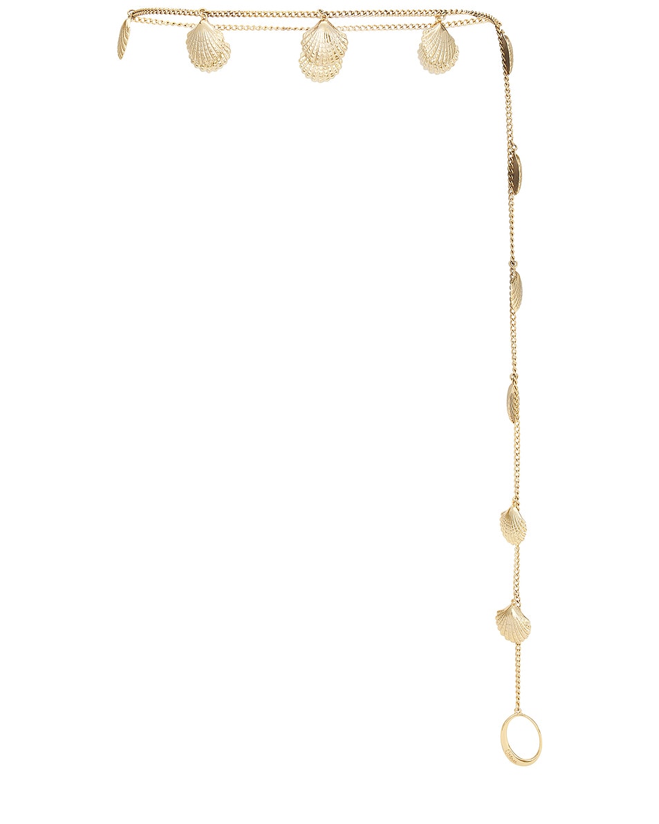 Image 1 of Oseree Lumiere Shell Chain Belt in Gold