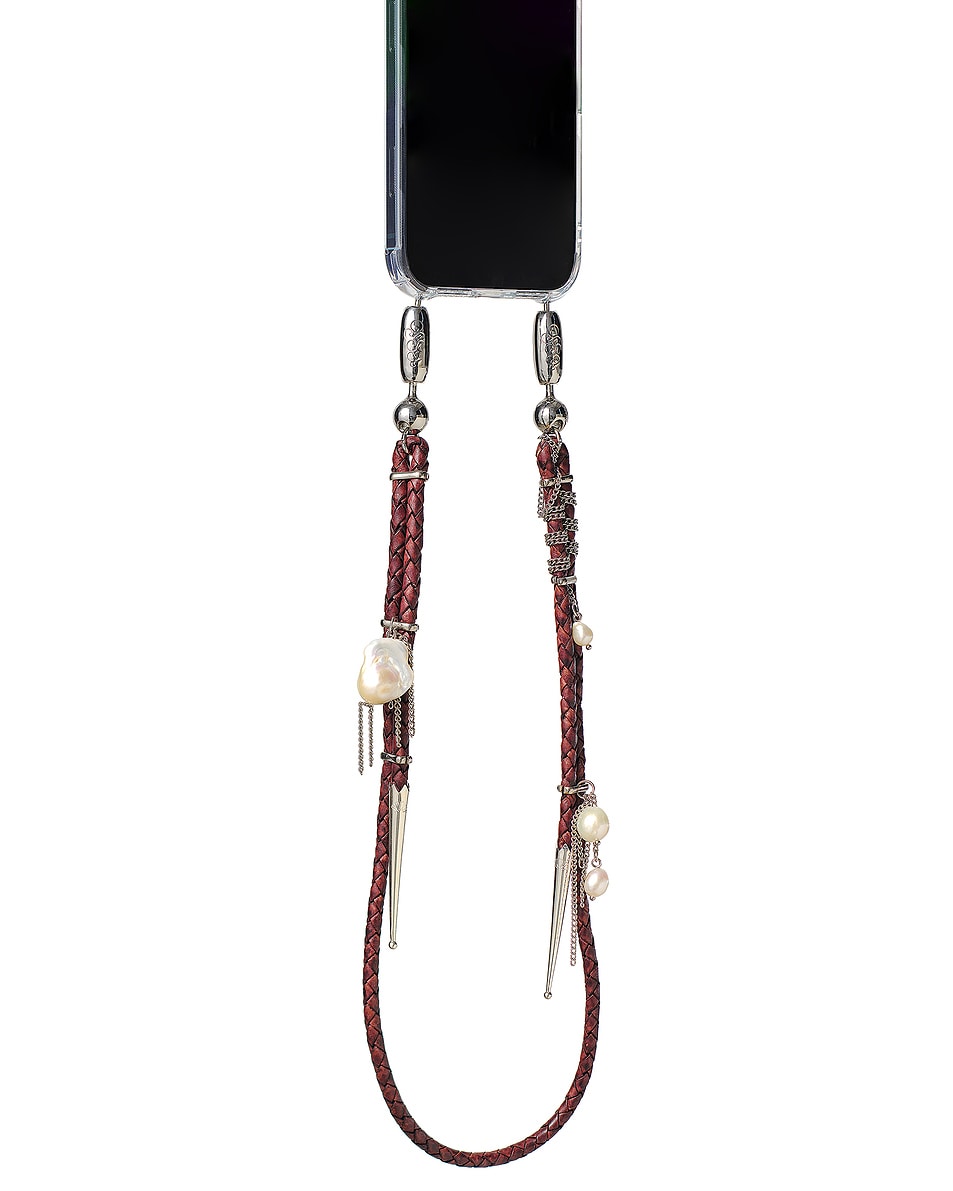 Image 1 of Ossa Leather Bolo + Pearl Shoulder Chain in Antique Brown