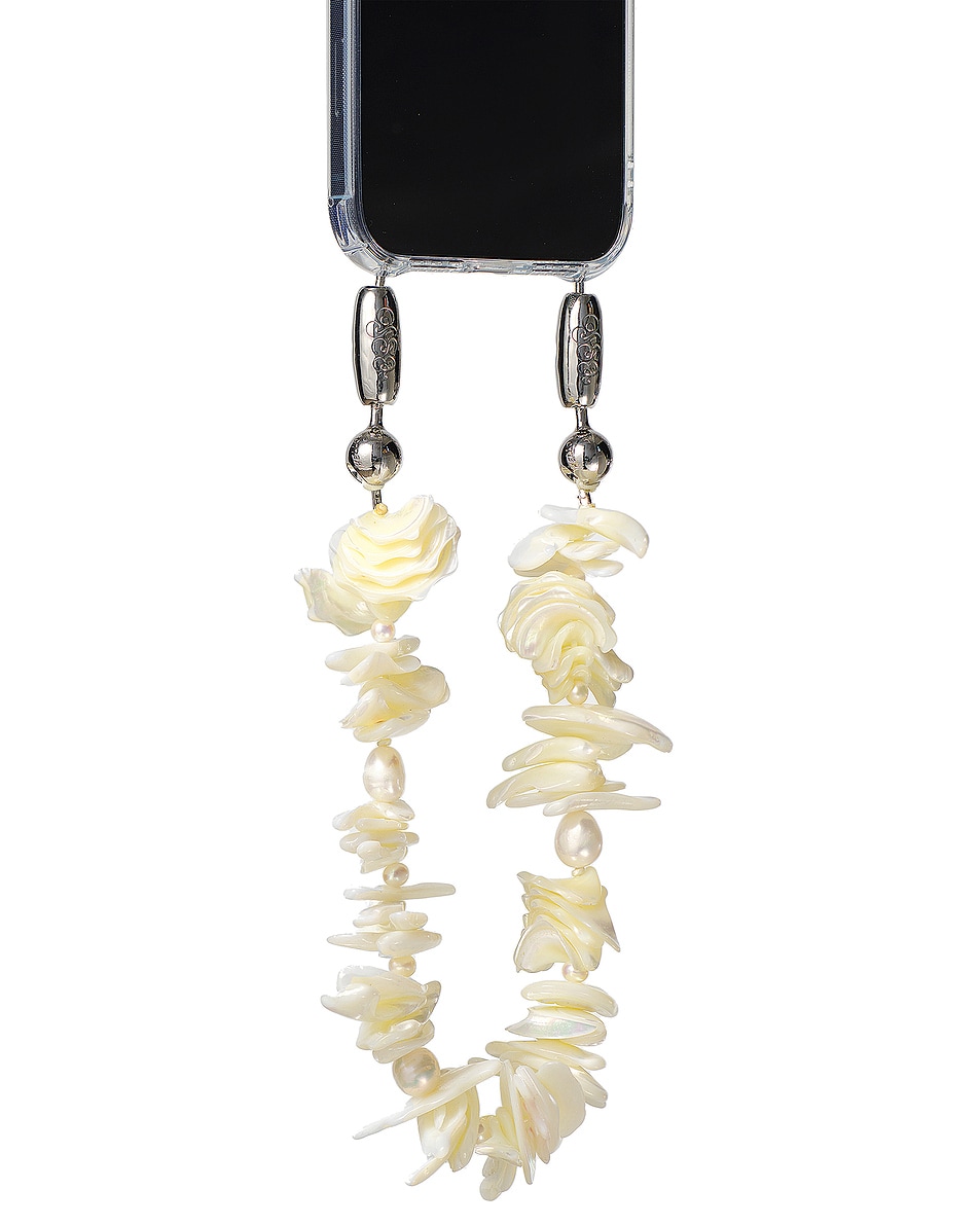 Image 1 of Ossa Shell Stacked Pearl Wristlet in Ivory