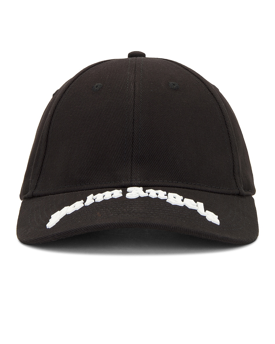 Image 1 of Palm Angels Curved Logo Cap in Black & White
