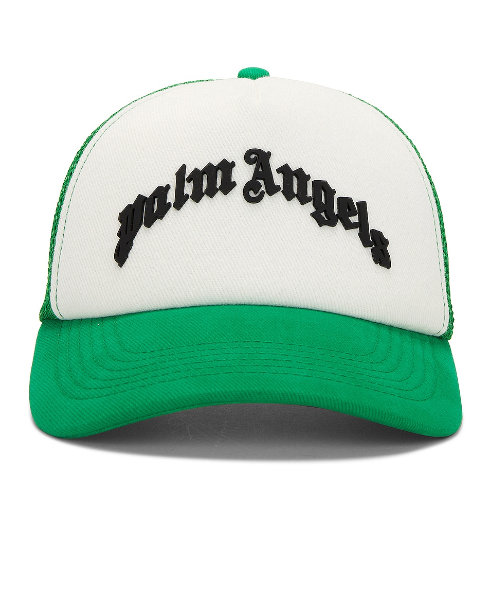Image 1 of Palm Angels Curved Logo Mesh Cap in Green