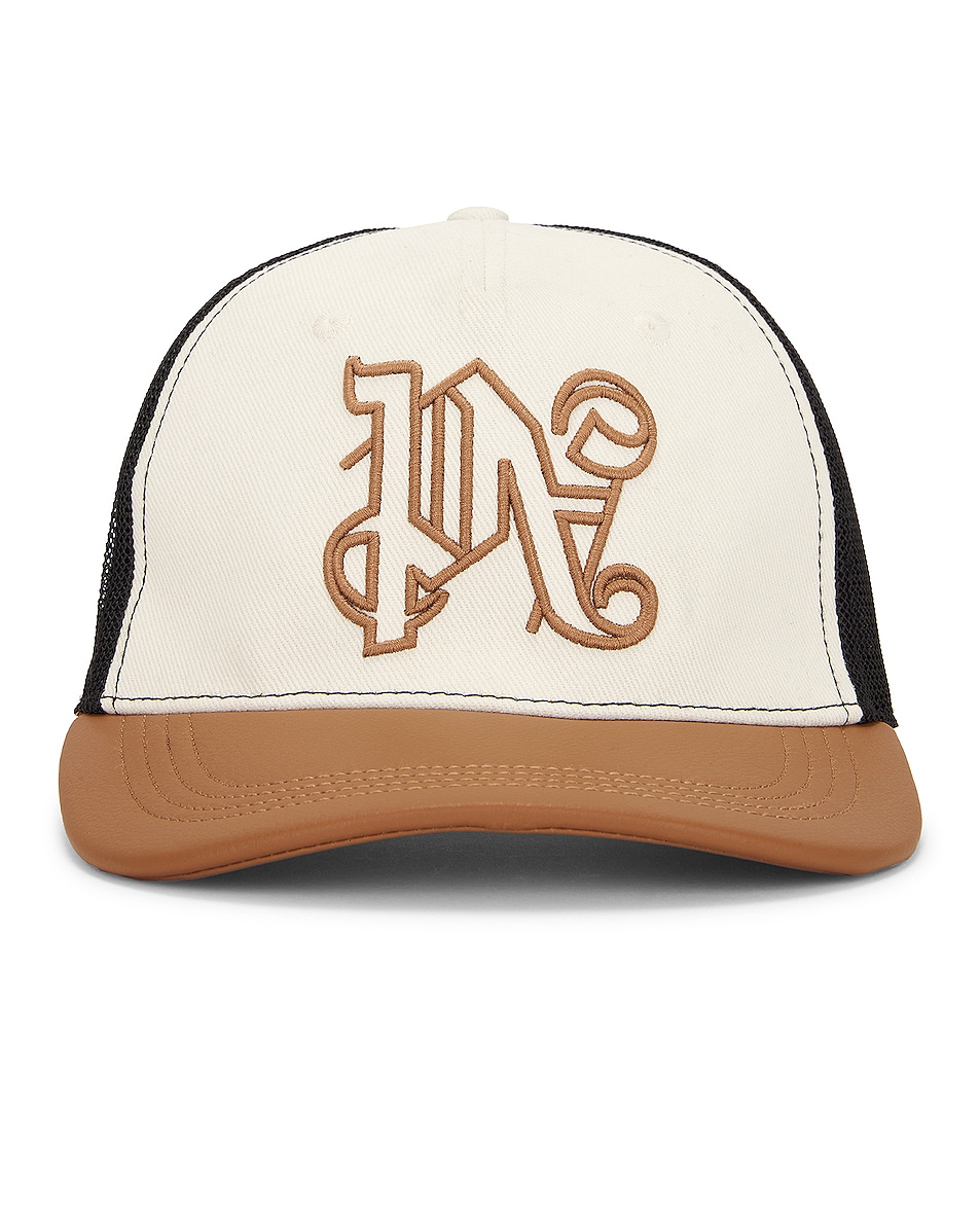 Image 1 of Palm Angels Trucker Hat in Beige & Off White