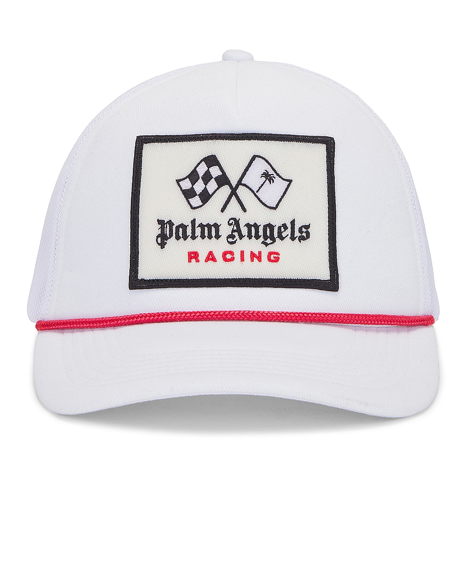 Image 1 of Palm Angels X Formula 1 Racing Baseball Cap in White, Red, & Black