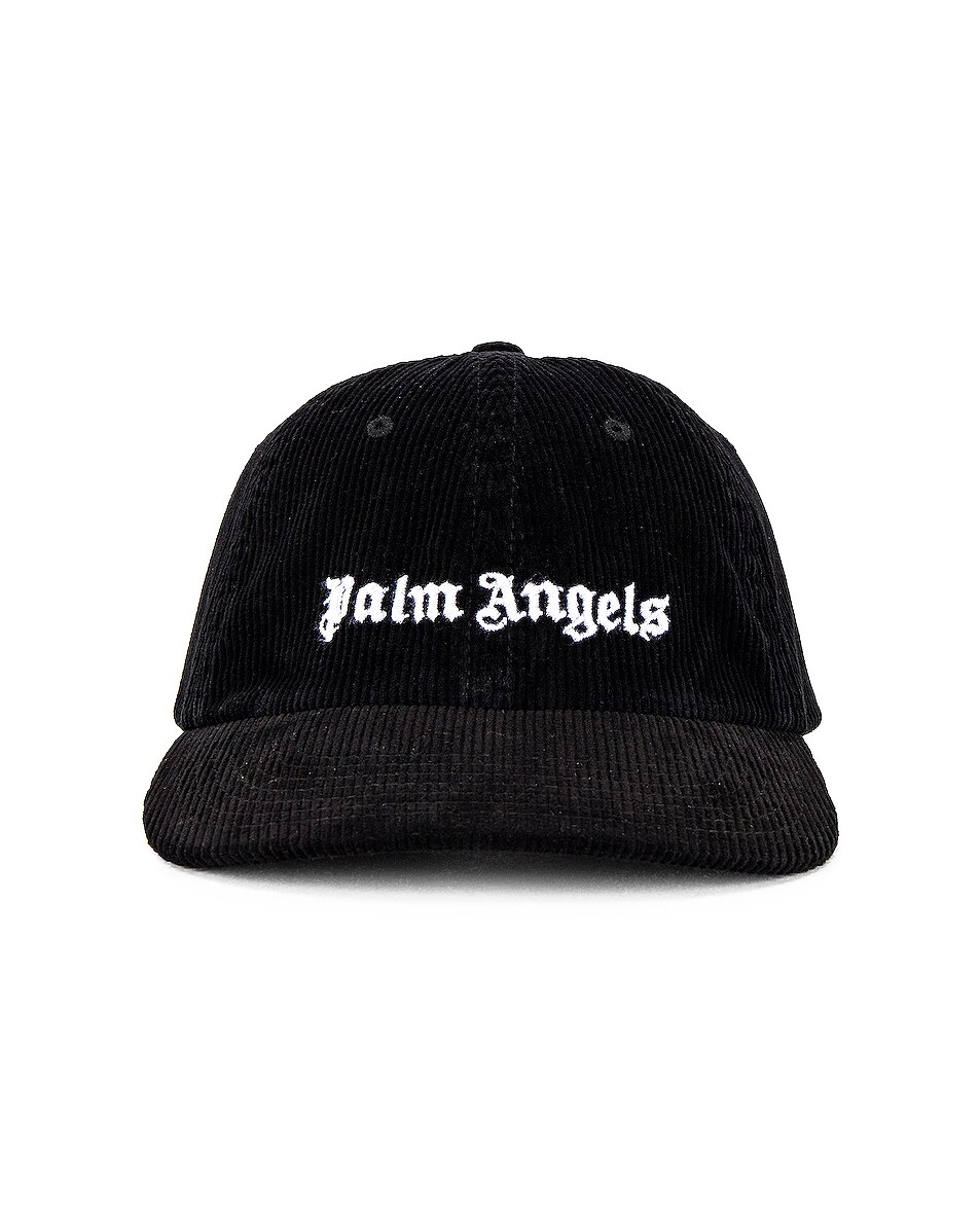 Image 1 of Palm Angels Corduroy Classic Logo Cap in Black & White