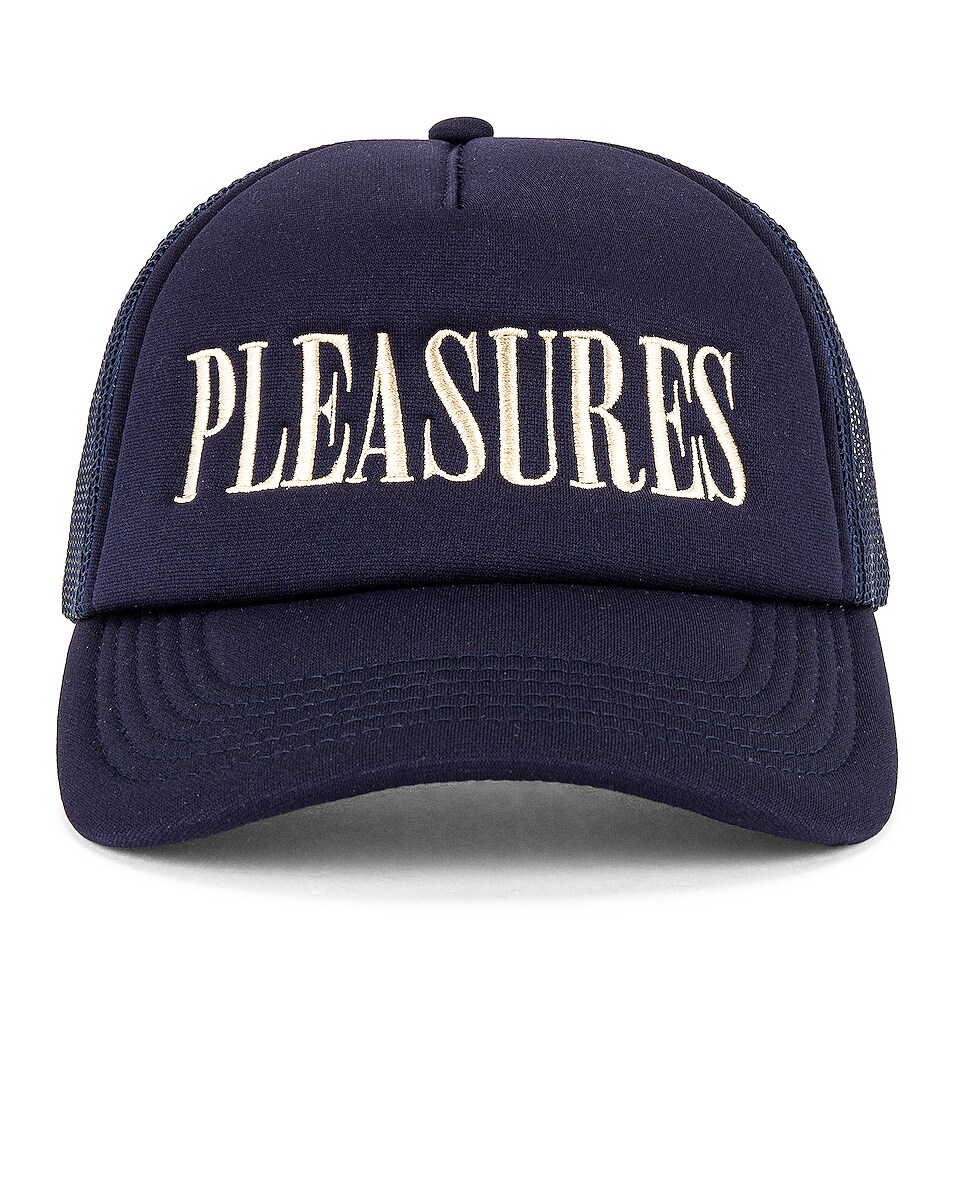 Image 1 of Pleasures Lithium Trucker Hat in Navy