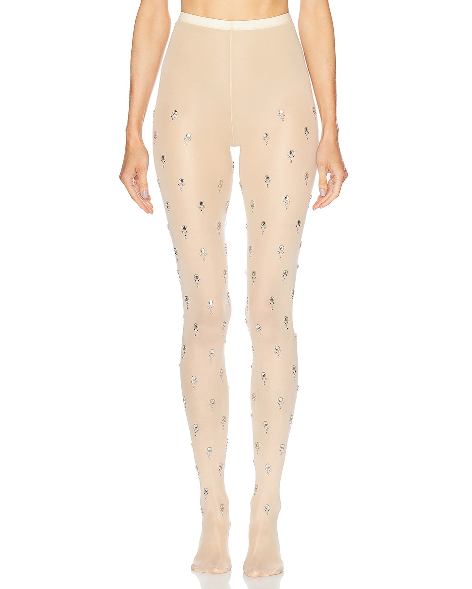 Image 1 of RABANNE Embellished Tights in Pink