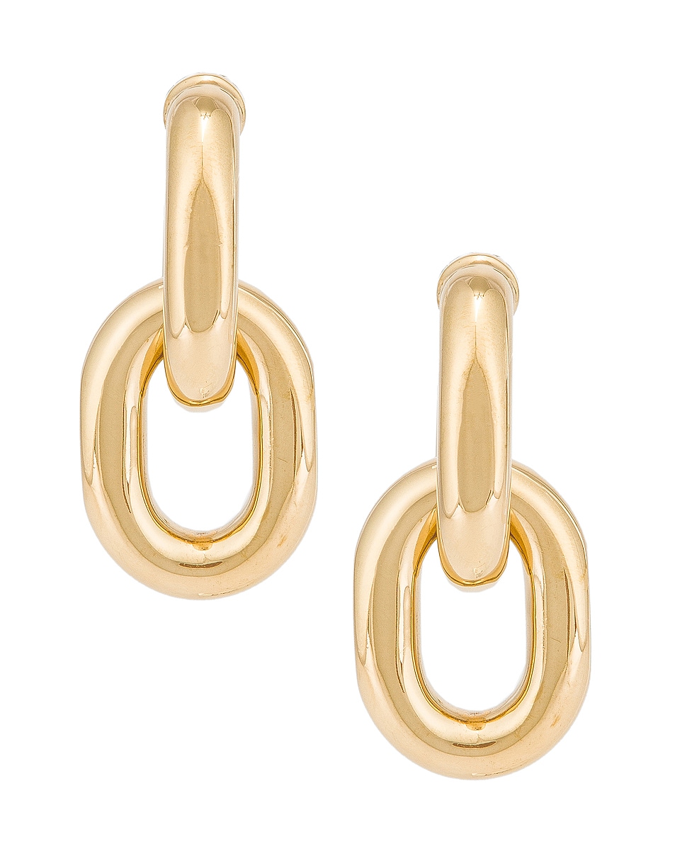 Rabanne Hanging Hoop Earrings In Light Gold