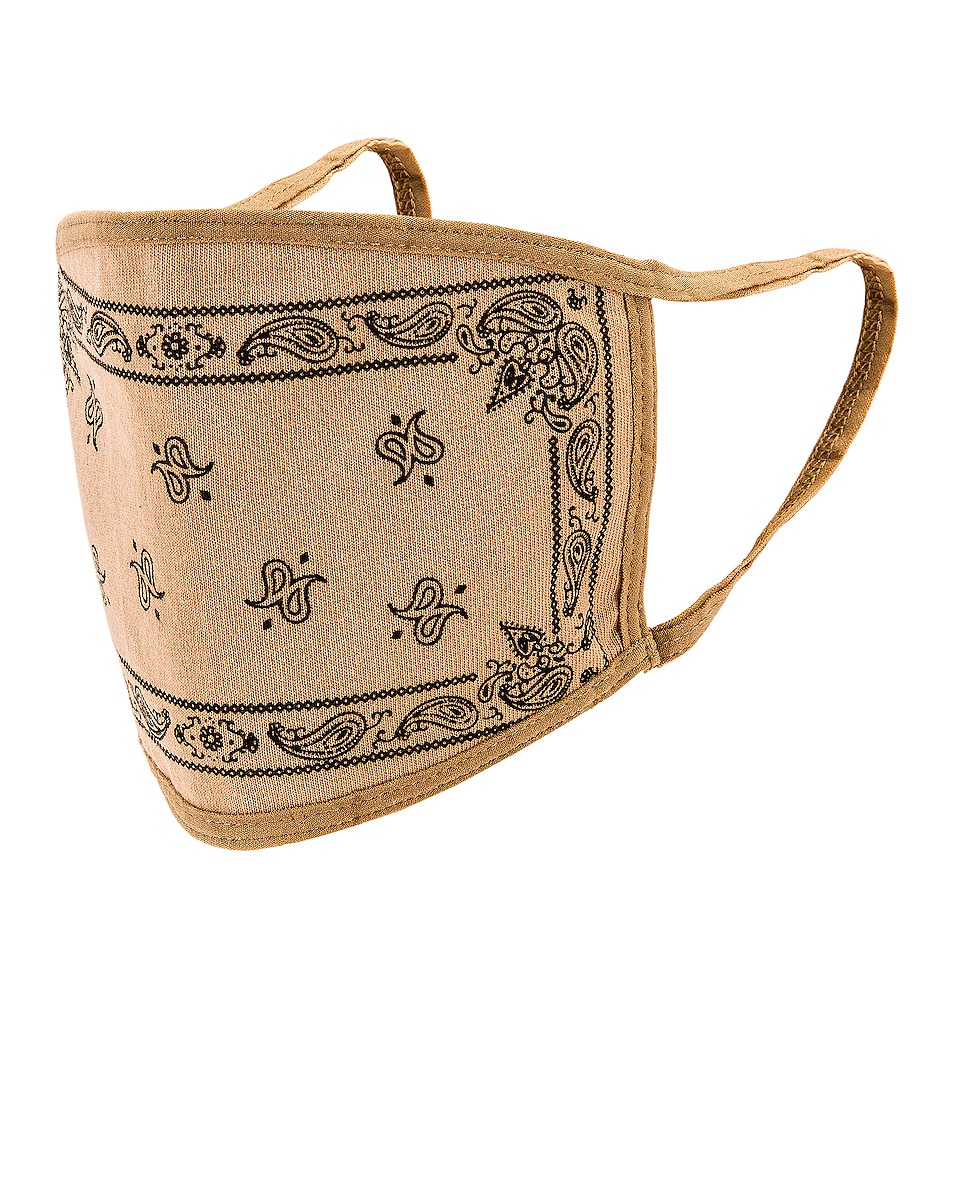 Image 1 of Found Bandana Paisley Cotton Face Mask in Sand