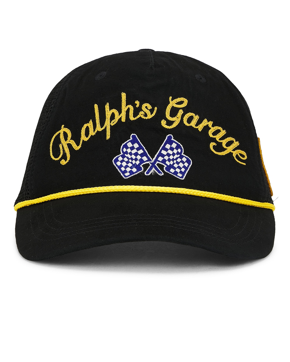Image 1 of Polo Ralph Lauren Cotton Canvas Vintage Ralph's Garage Trucker Hat in Black