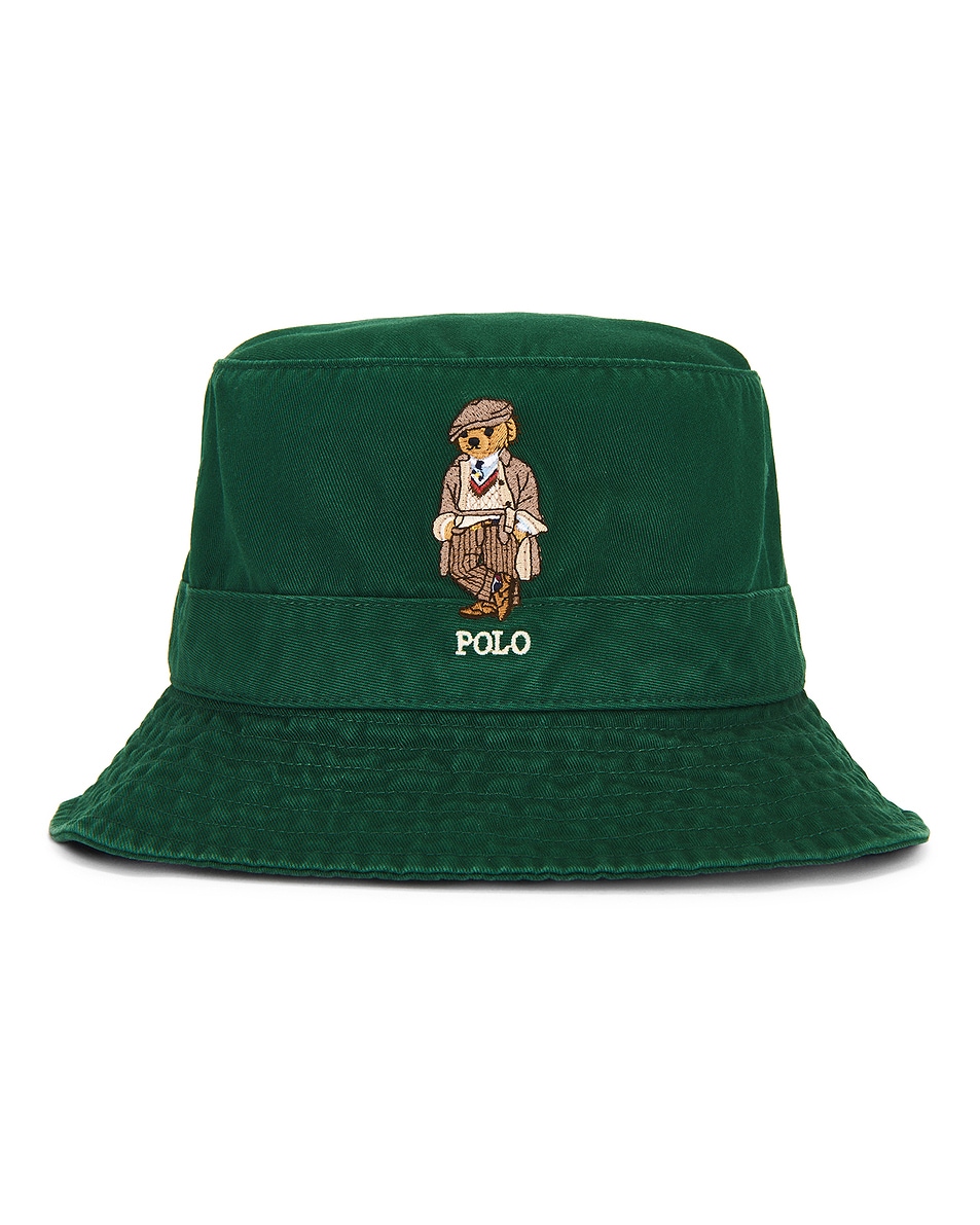 Image 1 of Polo Ralph Lauren Cotton Twill Novelty Bear Loft Bucket Hat in New Forest