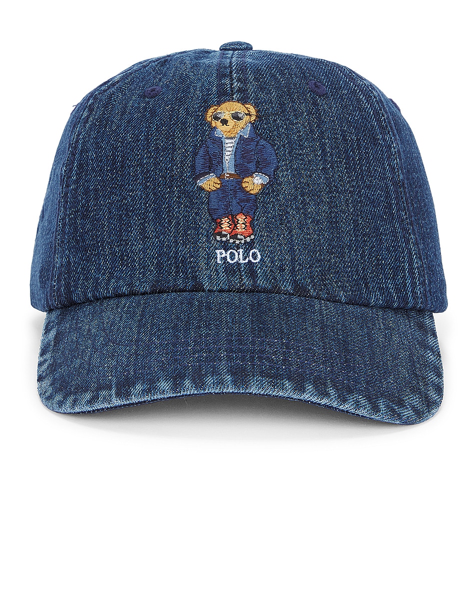 Image 1 of Polo Ralph Lauren Bear Hat in Dark Wash Denim