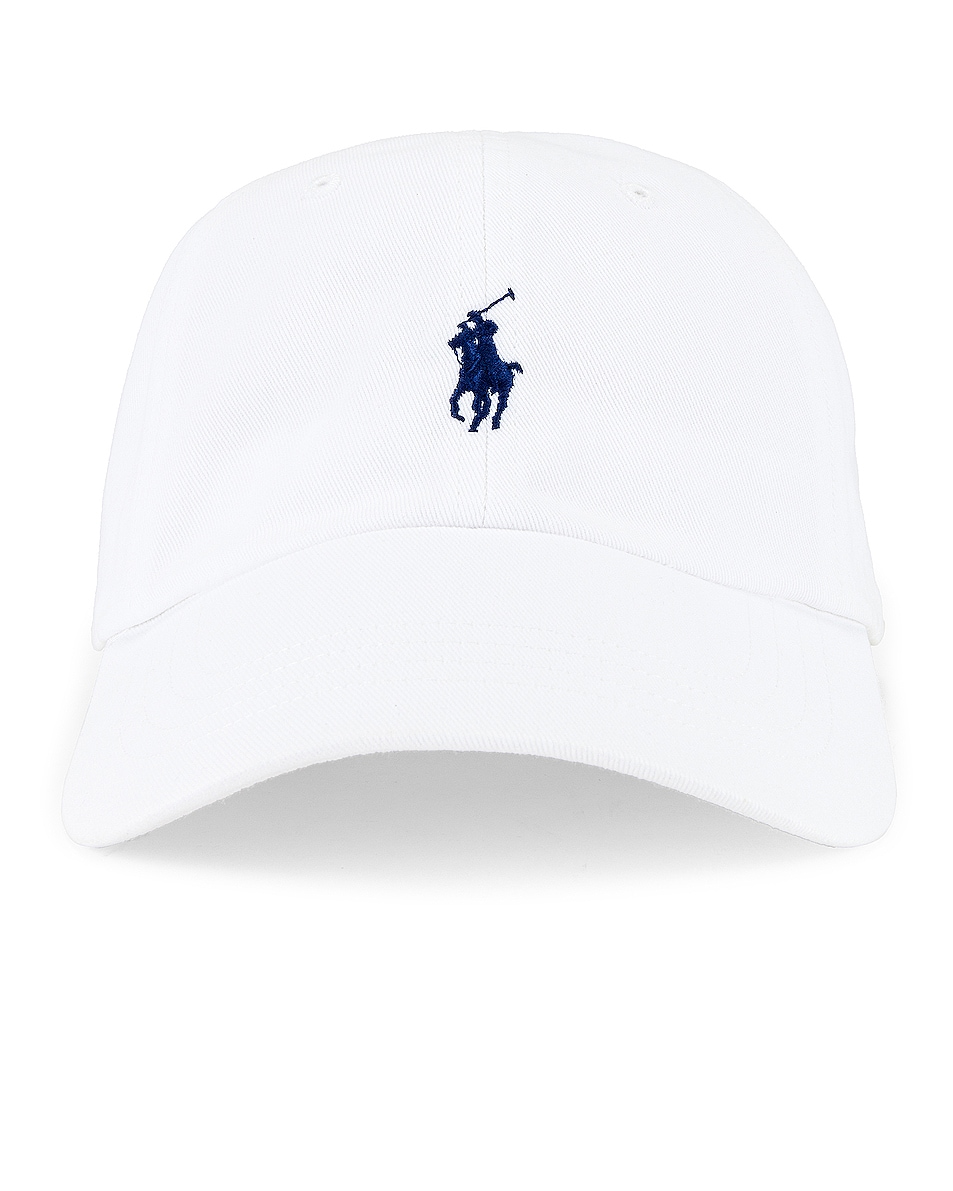 Image 1 of Polo Ralph Lauren Chino Cap in White & Marlin Blue