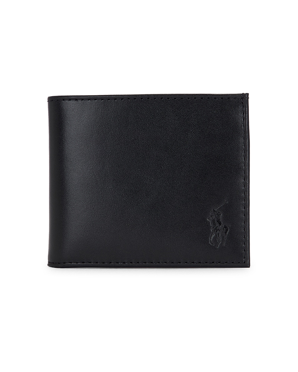 Image 1 of Polo Ralph Lauren Burnished Leather Billfold Wallet in Black