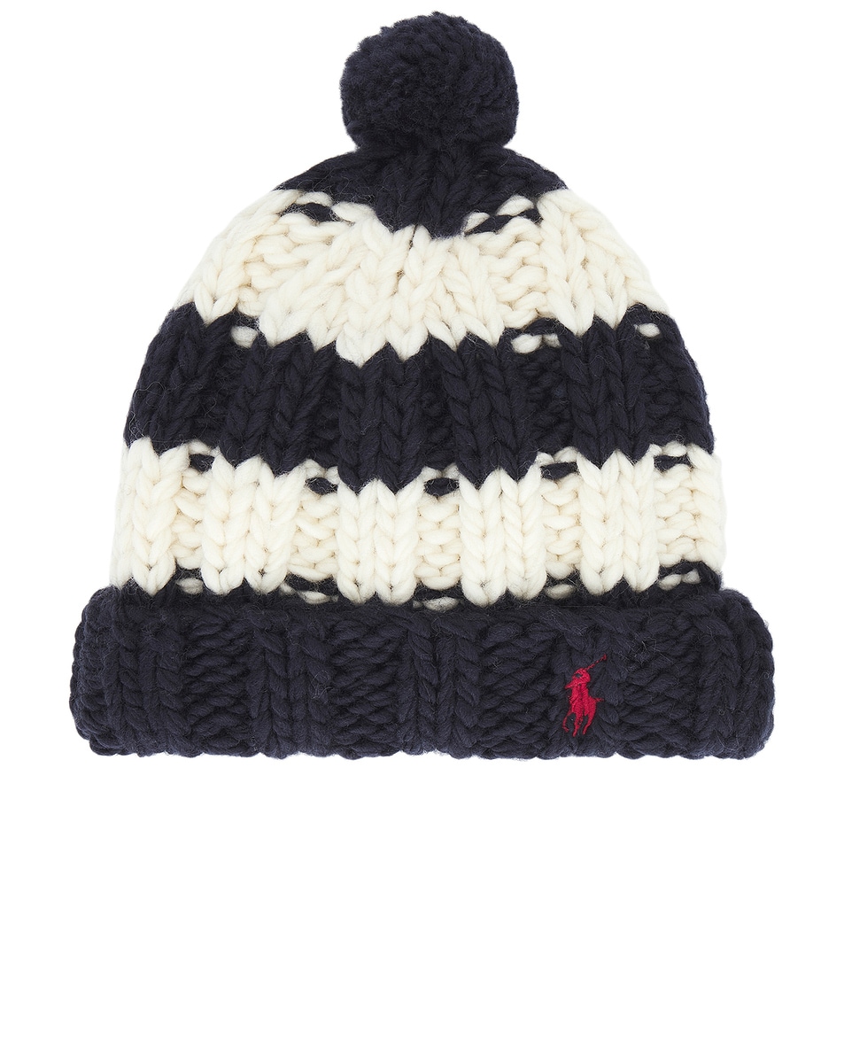 Image 1 of Polo Ralph Lauren Pom Pom Hat in Navy & Cream