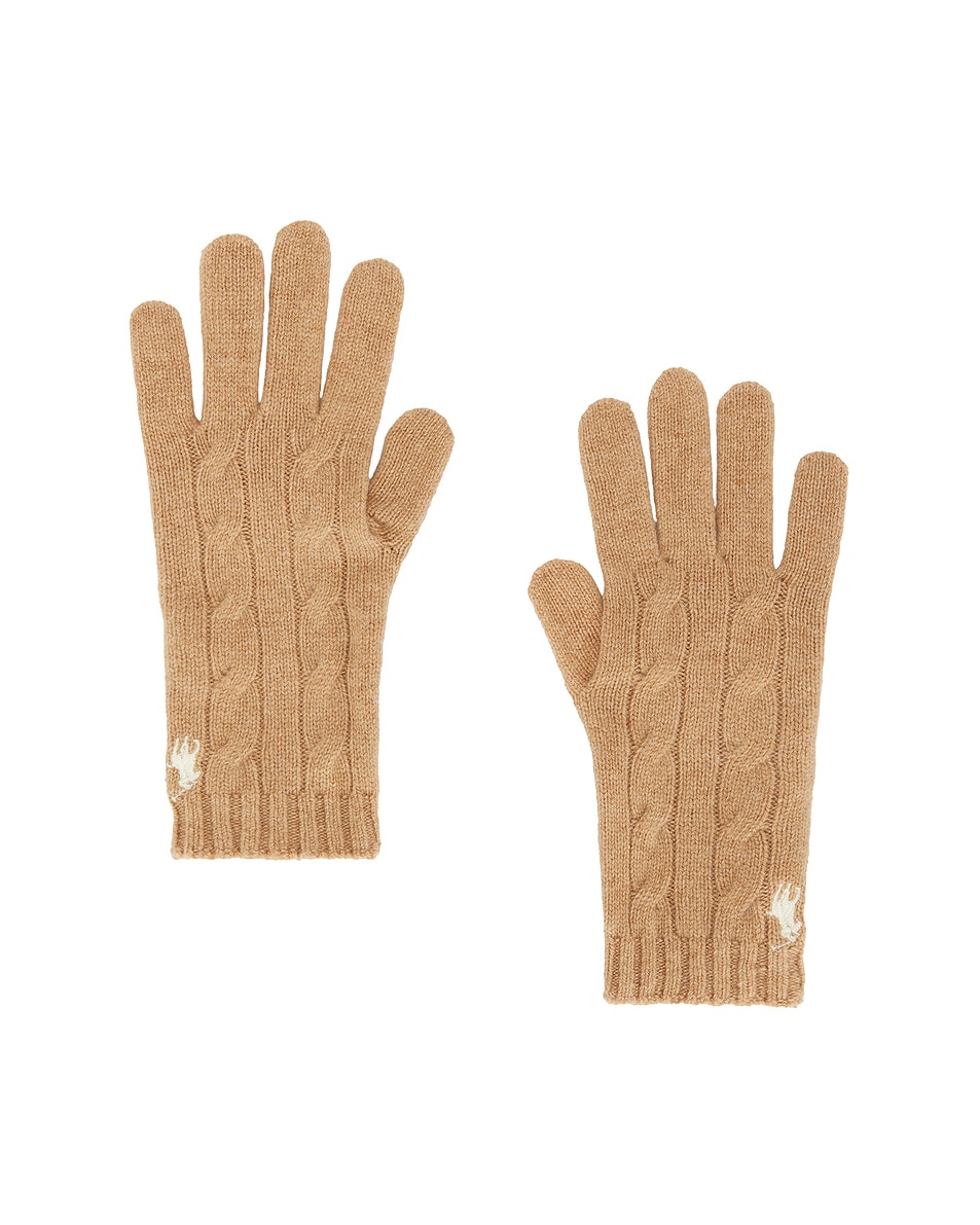 Image 1 of Polo Ralph Lauren Cable Knit Gloves in Camel