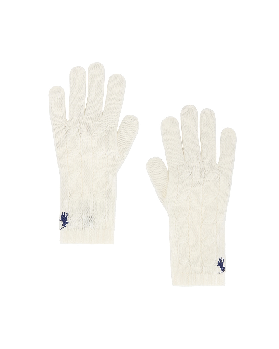 Image 1 of Polo Ralph Lauren Cable Knit Gloves in Cream