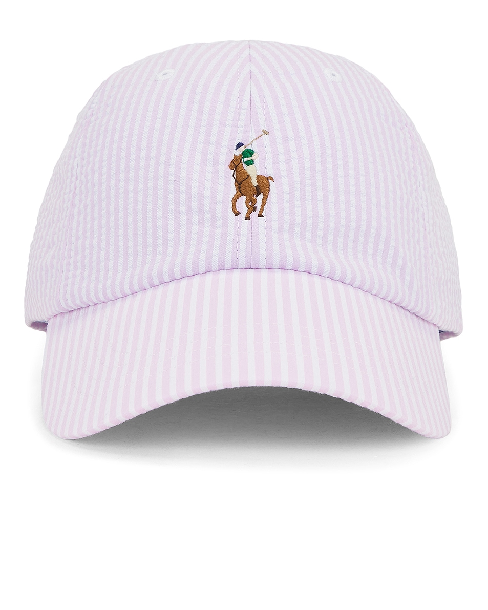Image 1 of Polo Ralph Lauren Sport Cap in Carmel Pink Seersucker